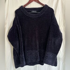 Zara Navy Blue/Deep Blue Women's Chenille Crew Neck Sweater
